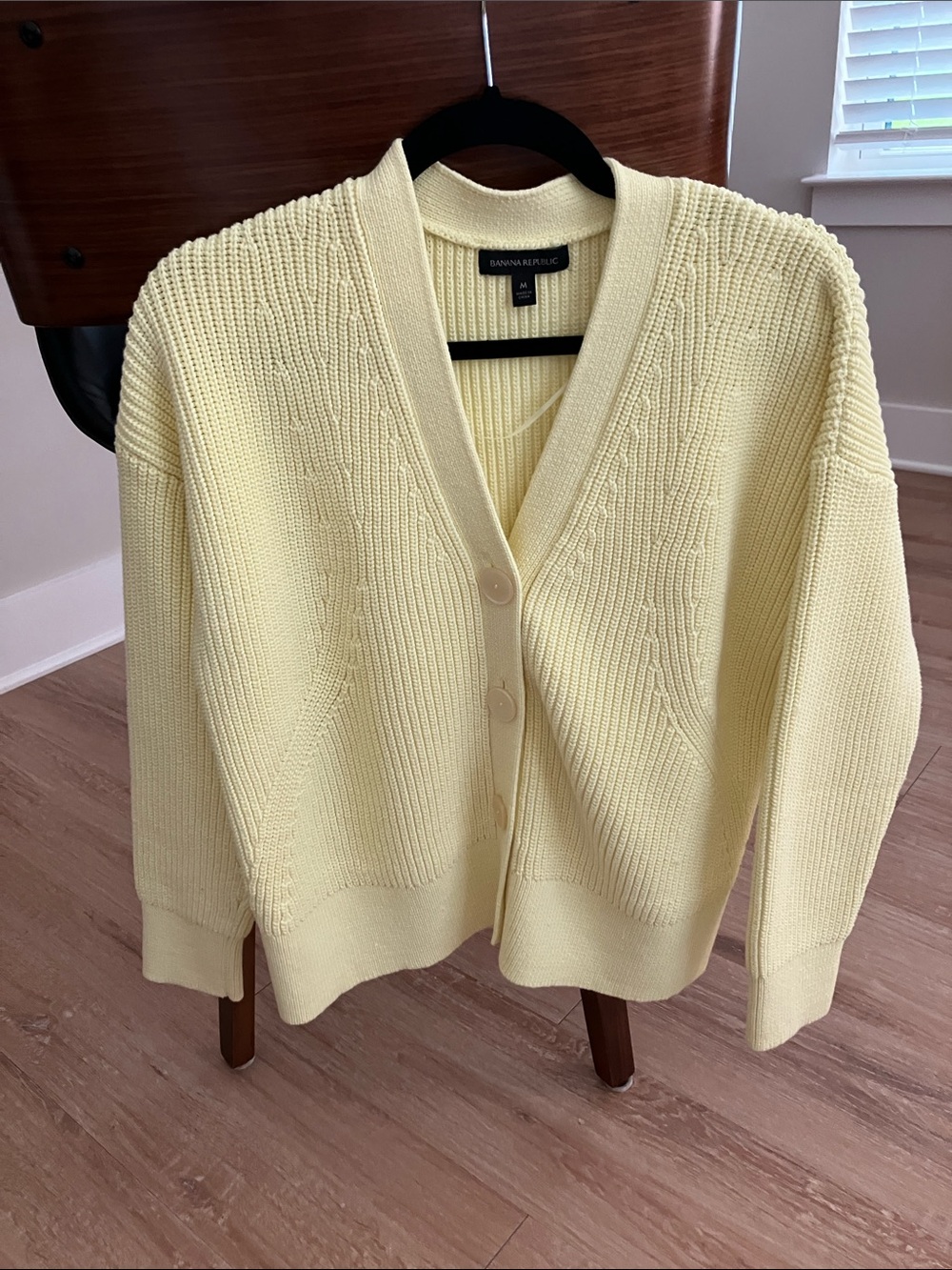 Banana Republic Pale Yellow V-Neck Button Cardigan